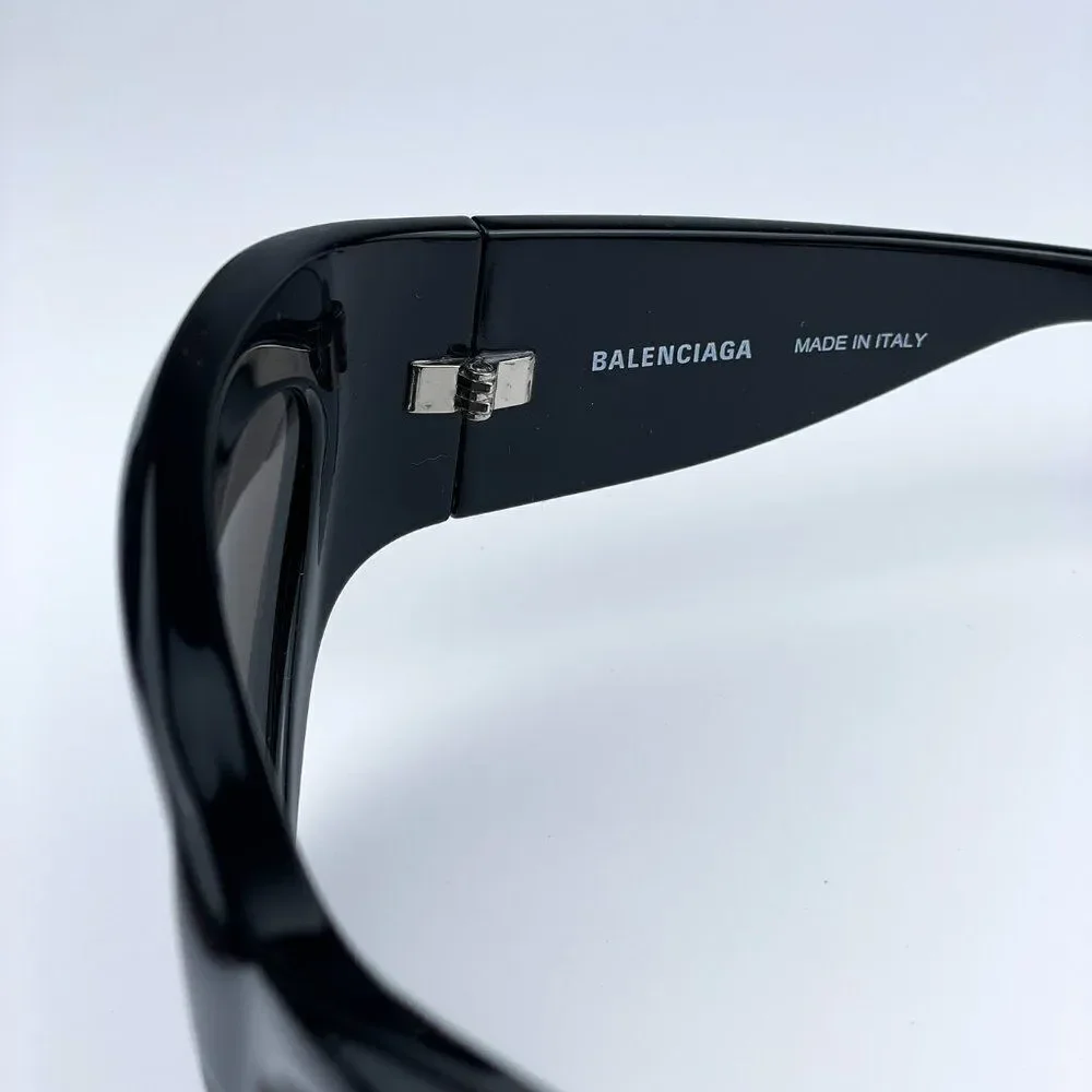NEW Balenciaga BB0228S 001 Black Grey Wraparound Extreme Unisex Sunglasses